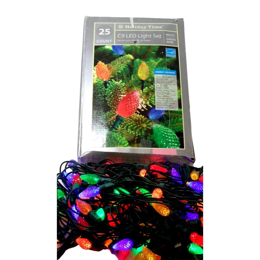Holiday Time 25-Count C9 Multi-Color LED Christmas Light Set 14 Ft